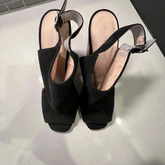 Madden Girl Black Suede Open Toe Heels Size 10 - Picture 6 of 12
